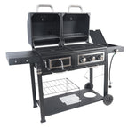 Dual Fuel Gas & Charcoal Combo BBQ Grill,Side Burner, Black with , NEW