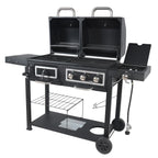 Dual Fuel Gas & Charcoal Combo BBQ Grill,Side Burner, Black with , NEW