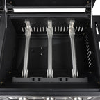 Dual Fuel Gas & Charcoal Combo BBQ Grill,Side Burner, Black with , NEW