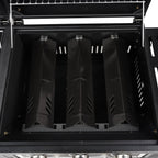 Dual Fuel Gas & Charcoal Combo BBQ Grill,Side Burner, Black with , NEW