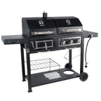 Dual Fuel Gas & Charcoal Combo BBQ Grill,Side Burner, Black with , NEW