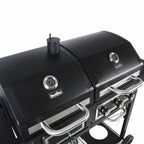 Dual Fuel Gas & Charcoal Combo BBQ Grill,Side Burner, Black with , NEW