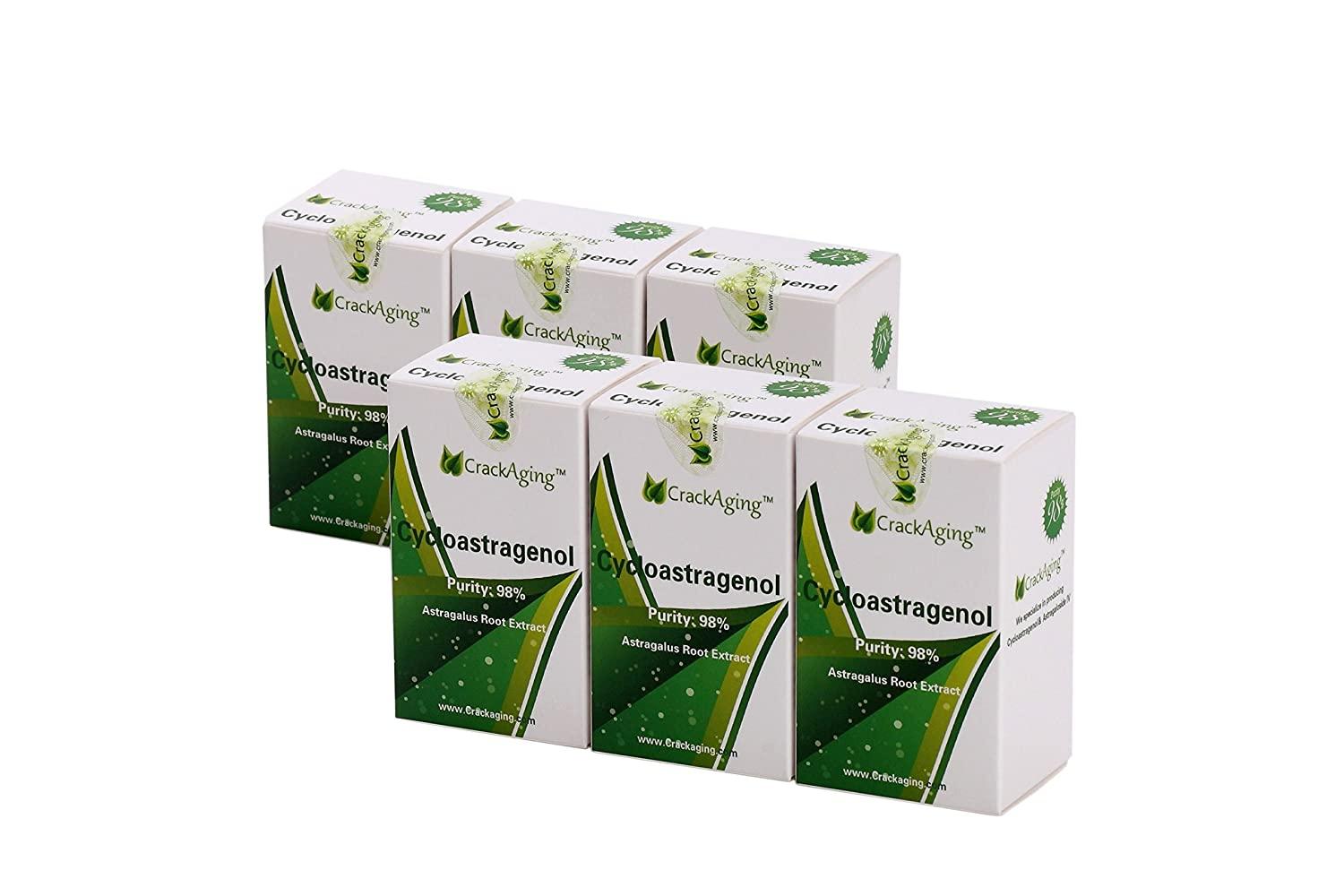 Crackaging Super-Absorption Cycloastragenol 98% (25mg/Cap, 180 Caps in 6 Bottles)