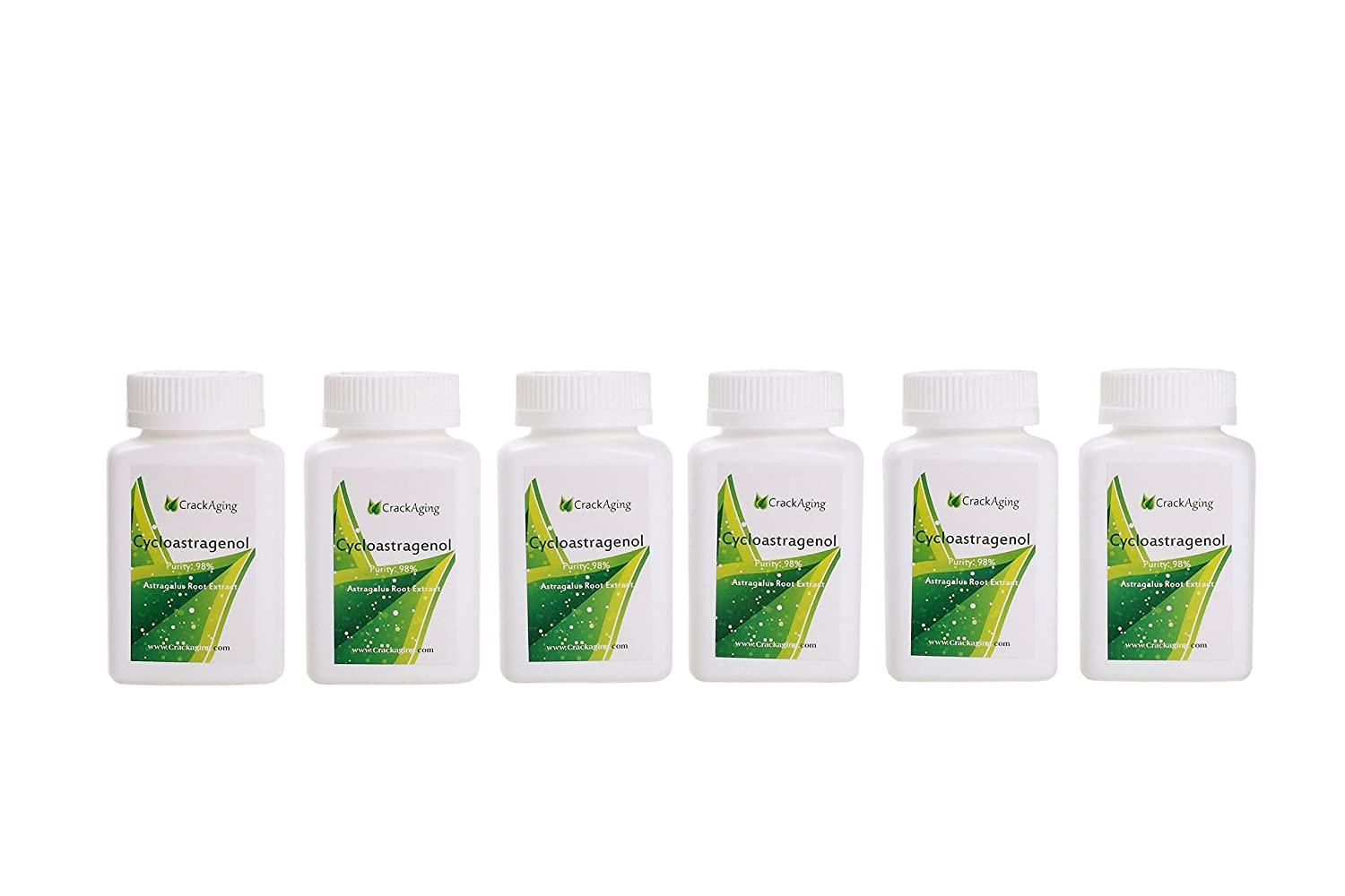 Crackaging Super-Absorption Cycloastragenol 98% (25mg/Cap, 180 Caps in 6 Bottles)