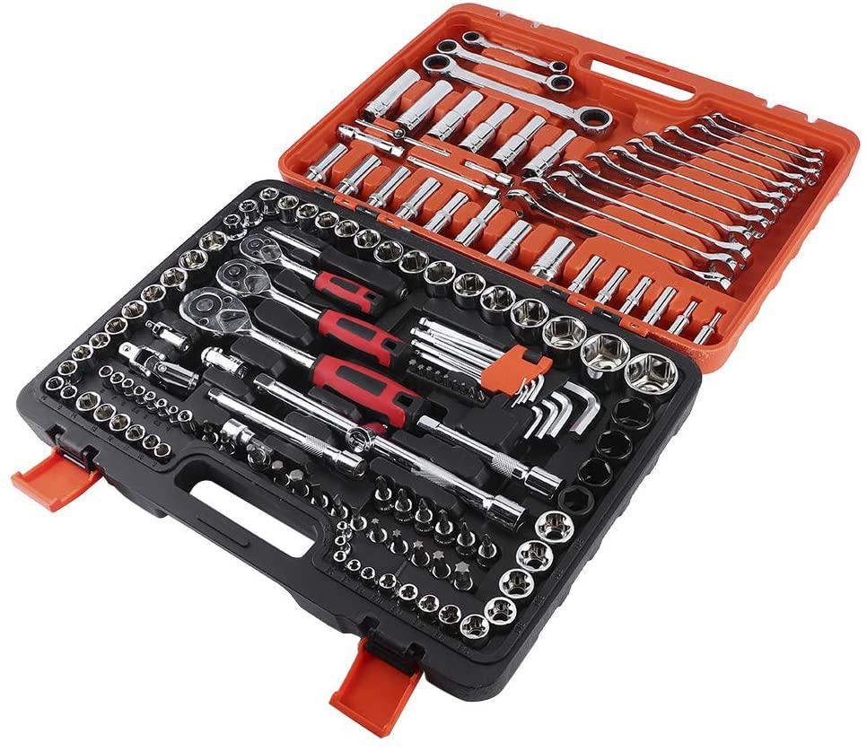 Acouto Ratchet Socket Set for Auto Repairing,150Pcs Ratchet Socket Set Vehicle Maintenance Repair Toolbox Combination Wrench Hand Tool