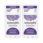 Schmidt's Aluminum Free Natural Deodorant for Women and Men, Lavender and Sage with 24 Hour Odor Protection, Vegan, Cruelty Free, 2.65 Oz, Pack of 2