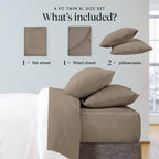 LuxClub Twin XL Sheets Set - Soft Twin Bed Sheets for Boys and Girls, 4 PC Deep Pockets 18" Eco Friendly Wrinkle Free Kids Fitted Sheets Machine Washable Hotel Bedding Silky Soft - Tree Bark Twin XL