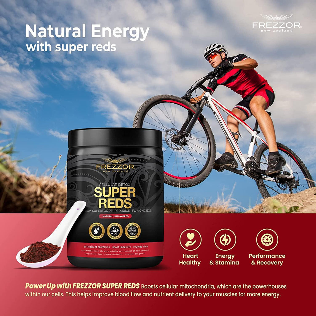 FREZZOR Super Reds Powder with UAF1000+, All-Natural New Zealand Red Superfood with Essential Red Fruits, Veggies Berries & Beets, Antioxidants, Enzymes, Energy Drink, 1500 Grams, 150 Serves, 5 Jars