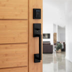 Halo Touch Matte Black CNT Fingerprint WiFi Elec Smart Lock Deadbolt Feat SmartKey Security with San Clemente Handleset