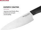 KitchenAid Classic Chef Knife with Custom-Fit Blade Cover, 6-inch, Sharp Kitchen Knife, High-Carbon Japanese Stainless Steel Blade, Black