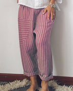fashion stripe wide leg linen pants