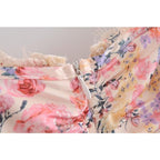 floral sleeveless lace mini dress