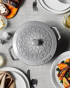 Staub Cast Iron 3.75-qt Essential French Oven with Lilly Lid - Graphite Grey, Made in France