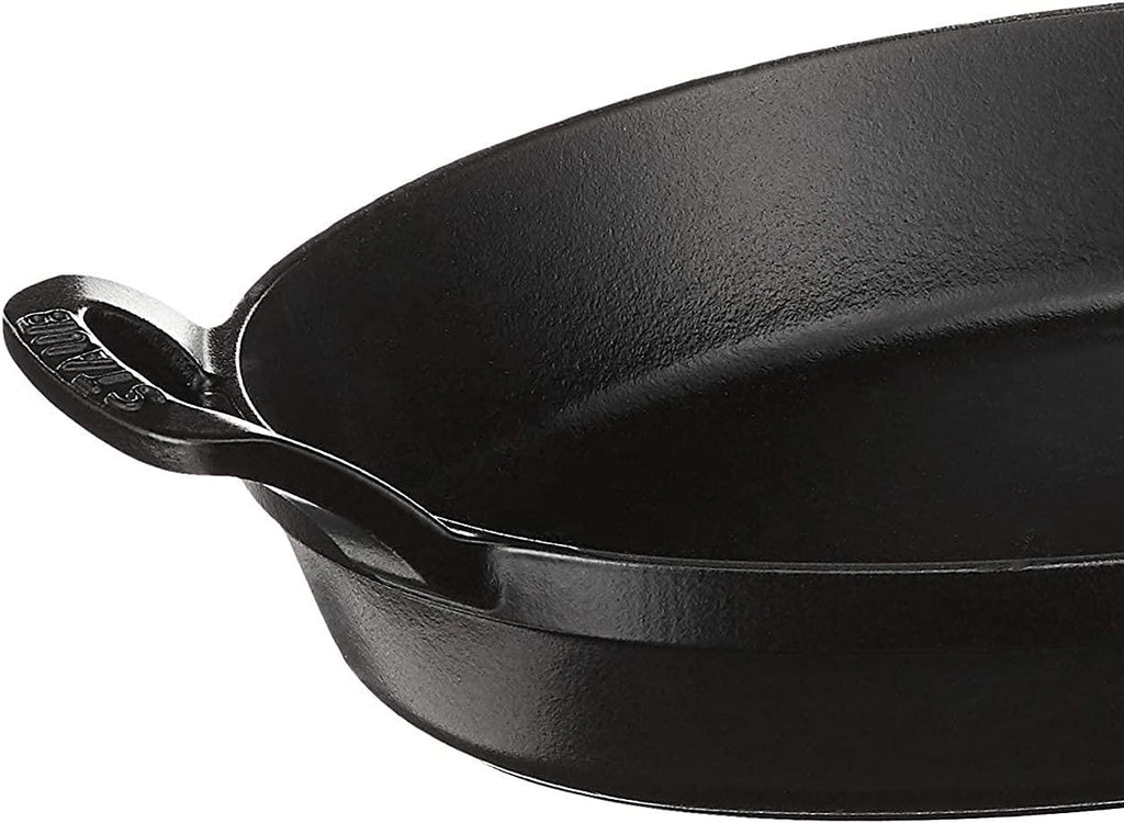 Staub Cast Iron 11-inch x 8-inch Oval Baking Dish - Matte Black, Made in France