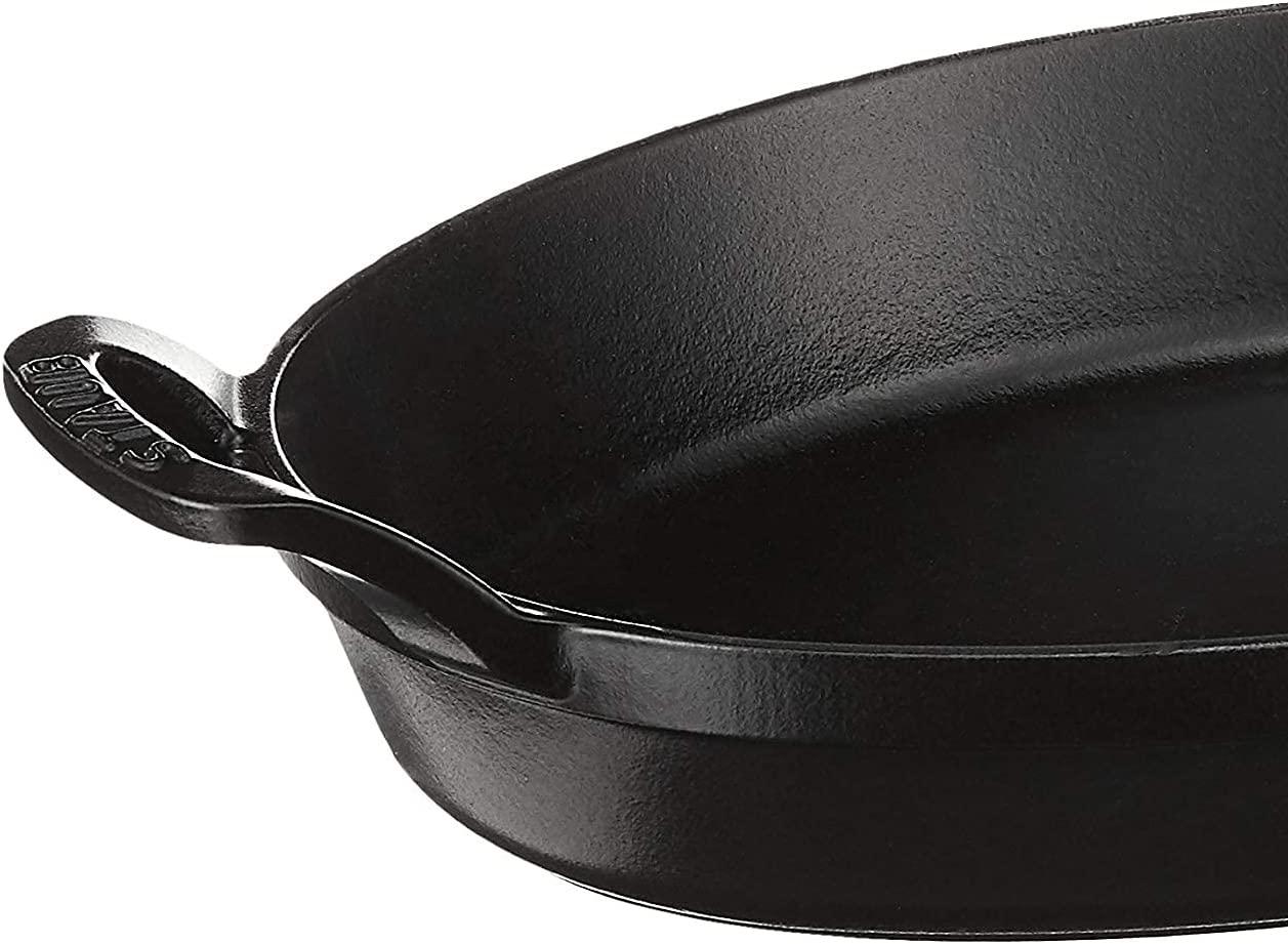 Staub Cast Iron 11-inch x 8-inch Oval Baking Dish - Matte Black, Made in France