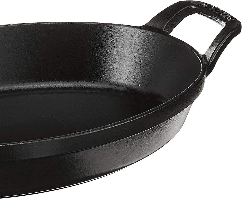 Staub Cast Iron 11-inch x 8-inch Oval Baking Dish - Matte Black, Made in France