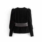 velvet v-neck coat