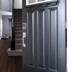 Century Matte Black Touch Electronic Deadbolt and Front Entry Door Handle with Latitude Door Lever