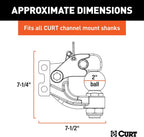 CURT 45919 Channel Mount Pintle Attachment with 2-Inch Ball, 10,000 lbs, Shank Required , Black