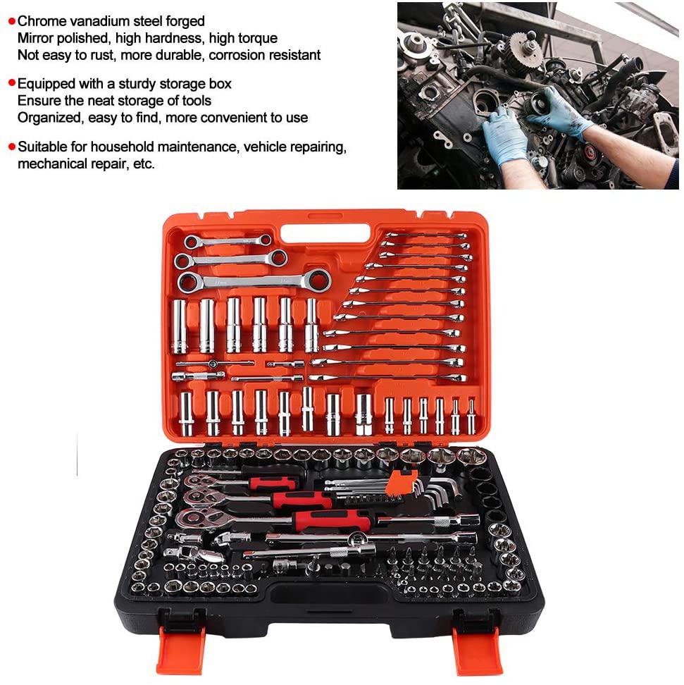 Ratchet Socket Wrench Set, 150Pcs Ratchet Socket Set Vehicle Maintenance Repair Toolbox Combination Wrench Hand Tool