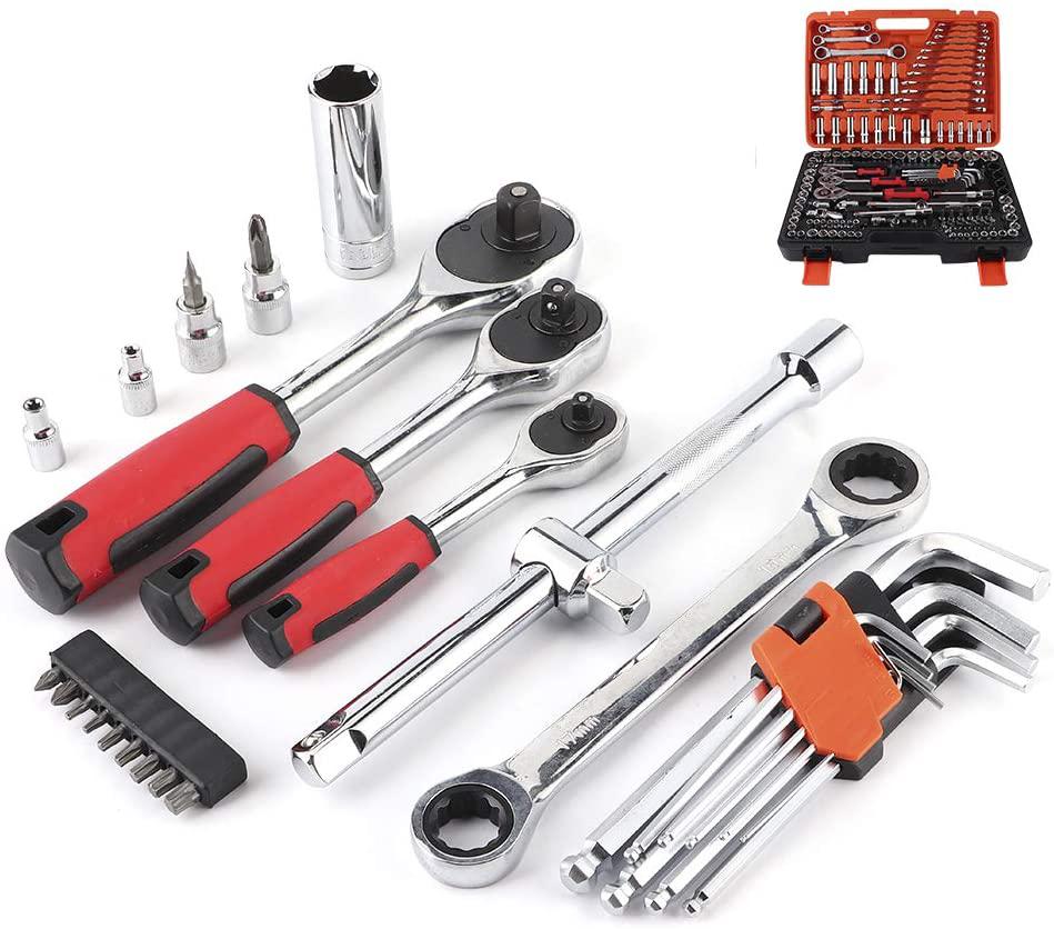 Akozon Ratchet Socket Set Vehicle Maintenance Repair Tool box Combination Wrench Hand Tool150Pcs
