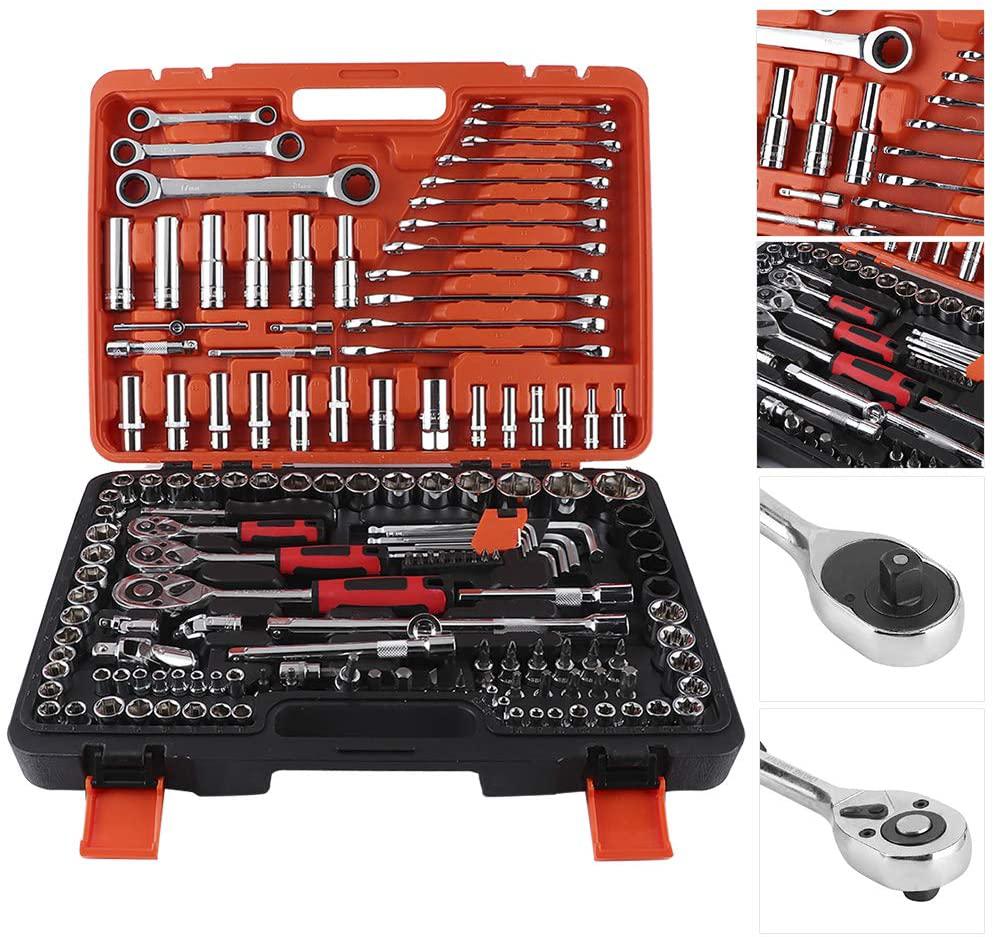 Akozon Ratchet Socket Set Vehicle Maintenance Repair Tool box Combination Wrench Hand Tool150Pcs