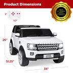12V 3.7 MPH 2-Seater Licensed Land Rover Ride On Car Toy w/ Parent Remote Control - White