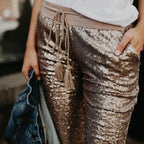 sequin high waist joggers