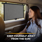 EcoNour Car Window Covers for Baby (2 Pack) | Retractable Car Window Shades for Protecting Kids, Passengers &amp; Pets from Harmful Sun Rays | Car Sun Shade for Trucks | XXL (22”x24”)