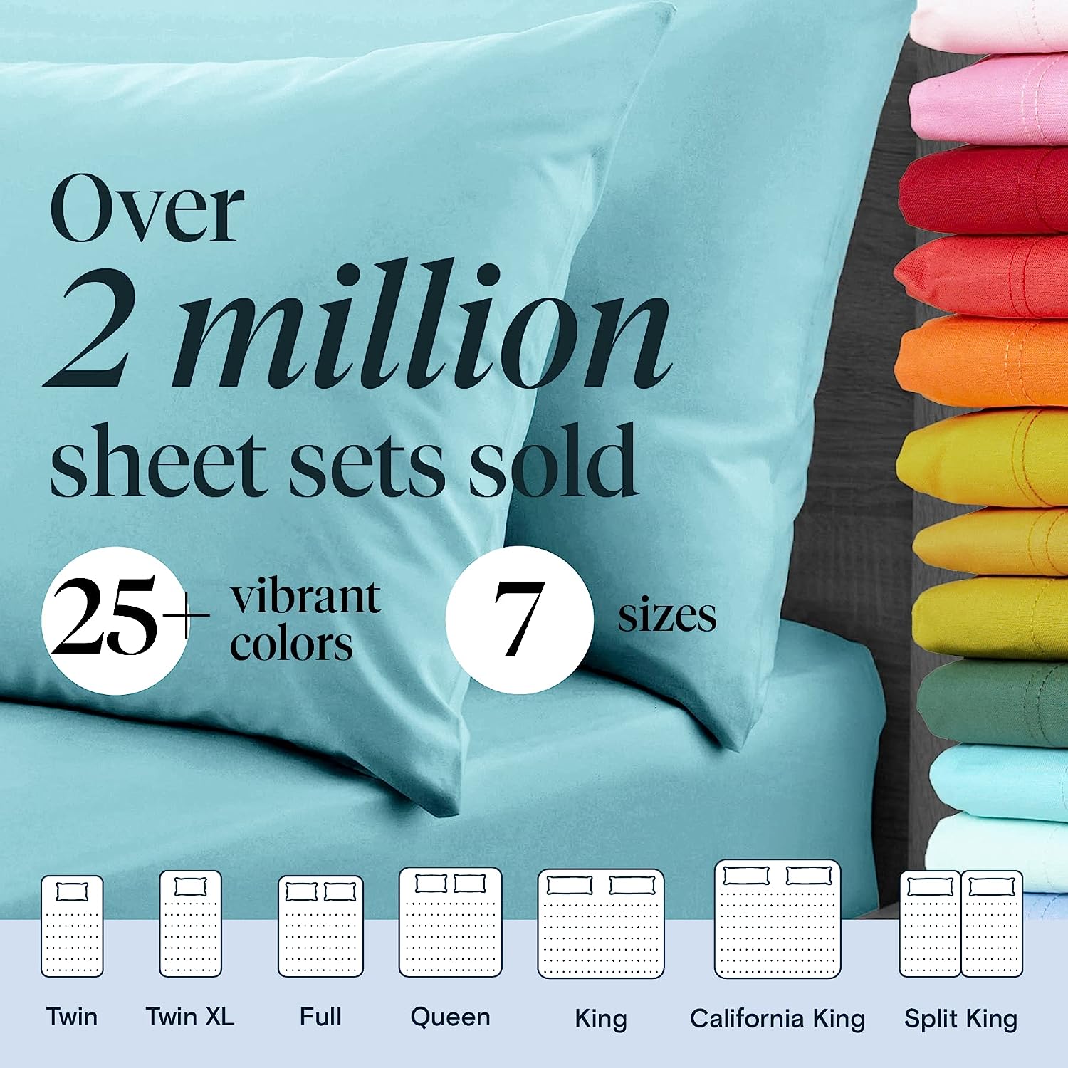 LuxClub 6 PC California King Size Sheet Set Bamboo Sheets Deep Pockets 18" Eco Friendly Wrinkle Free Cooling Sheets Machine Washable Hotel Bedding Silky Soft - Aqua California King