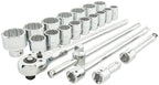 21Piece 3/4" Drive Chrome Socket Set 12Pt SAE Standard