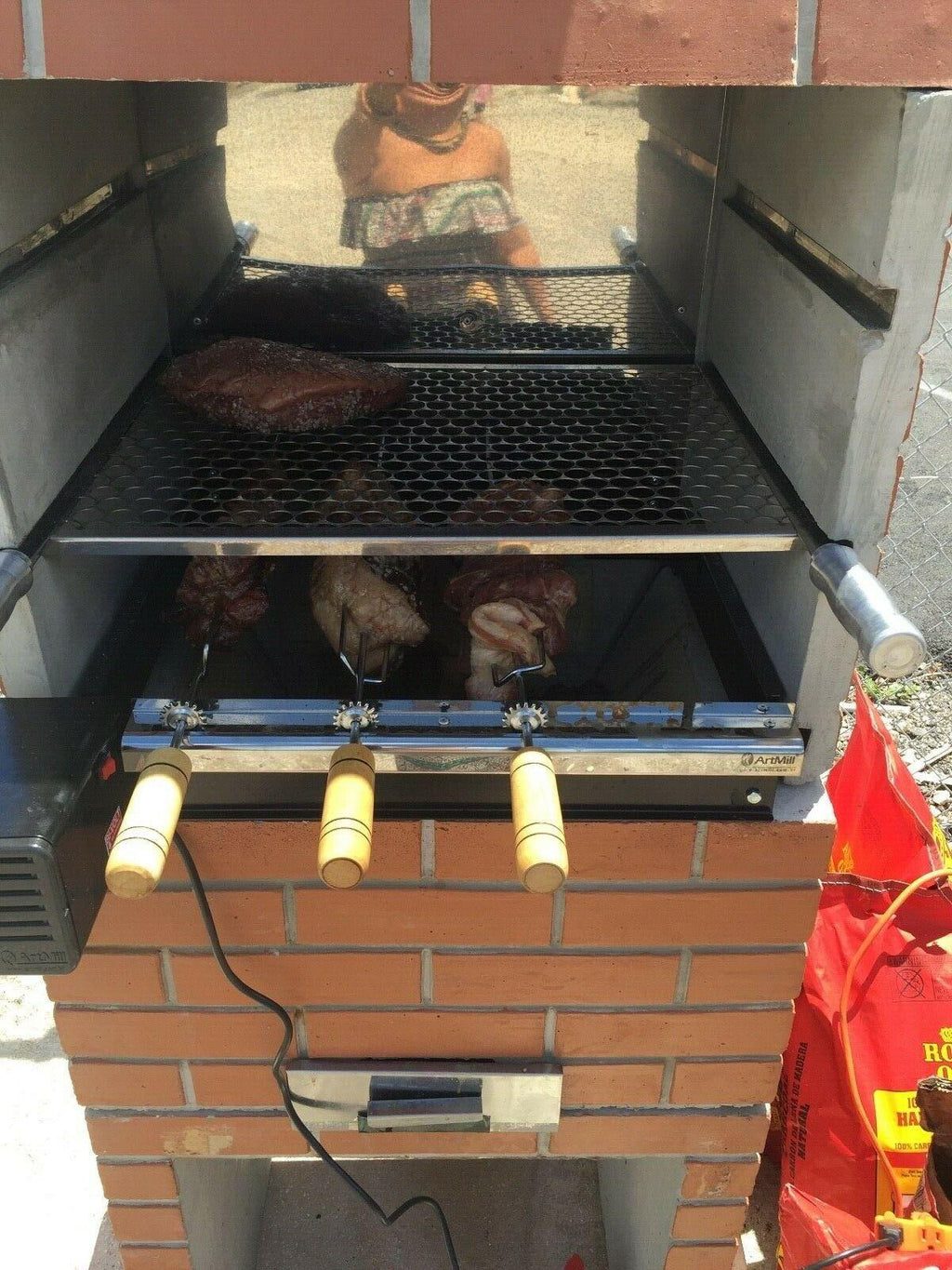 Brazilian High Rotisserie BBQ Grill  Still 5 Skewers Giragril Inox