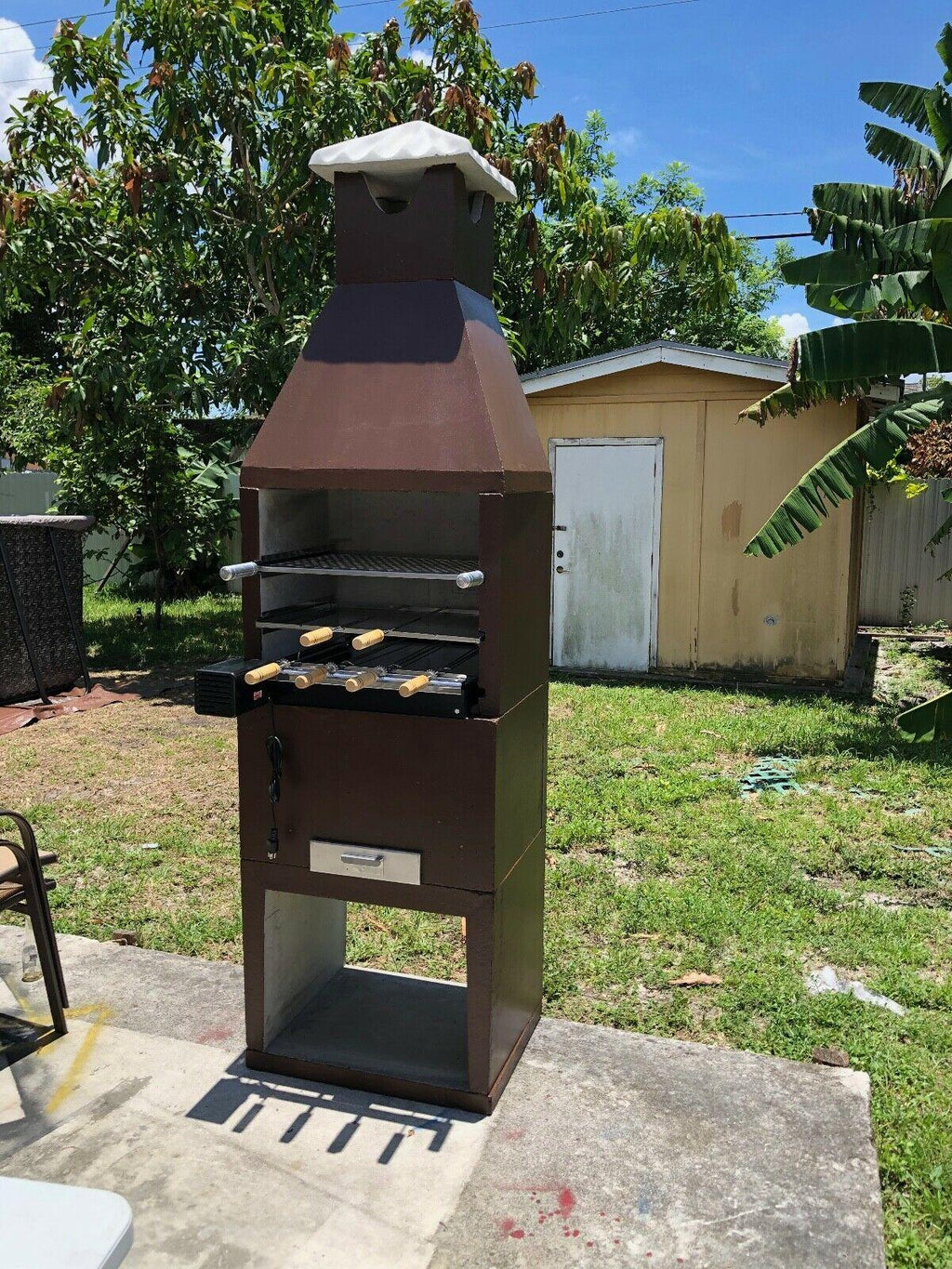 Brazilian High Rotisserie BBQ Grill  Still 3 Skewers Giragril Inox