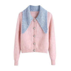 button cropped knitted sweater