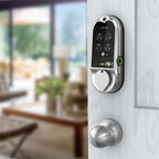Vision Single Cylinder Smart Deadbolt Lock and Integrated Video Doorbell Satin Nickel with Knob Handle