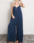 women's casual v-neck sleeveless oversized jumpsuit
