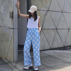 daisy floral wide leg pants