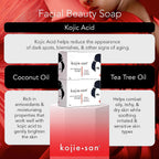 Kojie San Skin Brightening Soap - Original Kojic Acid Soap for Dark Spots, Hyperpigmentation, &amp; Scars with Coconut &amp; Tea Tree Oil - 65g x 2 Bars