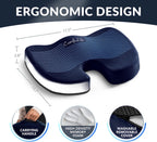 ComfiLife Gel Enhanced Seat Cushion – Non-Slip Orthopedic Gel &amp; Memory Foam Coccyx Cushion for Tailbone Pain – Office Chair Car Seat Cushion – Sciatica &amp; Back Pain Relief (Navy)