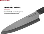 KitchenAid Classic Ceramic Chef Knife with Custom-Fit Blade Cover, Sharp Kitchen Knife, Dishwasher-Safe, 6-Inch, Black
