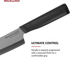 KitchenAid Classic Ceramic Chef Knife with Custom-Fit Blade Cover, Sharp Kitchen Knife, Dishwasher-Safe, 6-Inch, Black