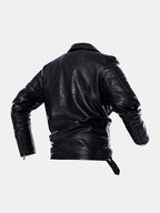 mens vintage zipper up button designer belted pocket leather jackets