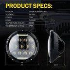 Ferrari 328 GTS 1986, 1987, 1988, 1989 7 Inch Round Cree LED Headlights White 75W 9000 Lumens Hi/Lo Beam with DRL