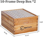 Bee Hive 10 Frame Complete Bee Hives and Supplies Starter Kit, Beeswax Coated Beehives for Beginners with Bee Hive Frame and Waxed Foundation Include 2 Deep Hive Box and 2 Medium Bee Hive Super