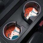 Nipichsha Car Cup Holder Coasters, Car Coasters for Cup Holders, 2 Pack Anti Slip Insert Coasters, Rubber Car Cup Mat with A Finger Notch, Cute Car Interior Accessories for Women Men (Morandi Art)
