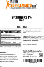 BulkSupplements.com Vitamin K2 MK7 Powder (250 Grams - 8.8 oz)