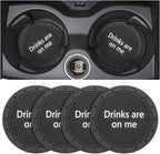 8sanlione Car Cup Coaster, 4Pcs 2.75 Inch Auto Cup Holder Insert Coasters, Non-Slip Waterproof Embedded Drink Mat, Automotive Interior Accessories for Men and Women (B Black/4PCS)