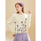 floral pullover sweater long sleeve