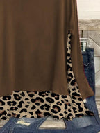 Casual Leopard Stitching Long-sleeved T-shirt