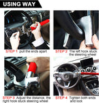 Tevlaphee Steering Wheel Lock Anti Theft Car Device Universal Car Theft Prevention Car Lock Adjustable Double Hook Emergency Hammer Window Breaker Self Defense Heavy Duty Secure (Red)